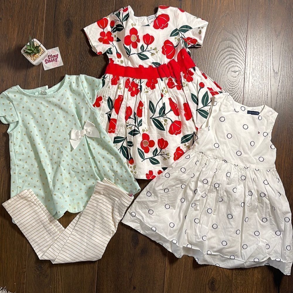 (3) GUC 18 Month Girls Events Dresses Tahari, Tommy Hilfiger and Carter’s
